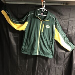 Green Bay Packers NFL Men’s Adult XL Full Zip Jacket Poly Stretch Pockets Used